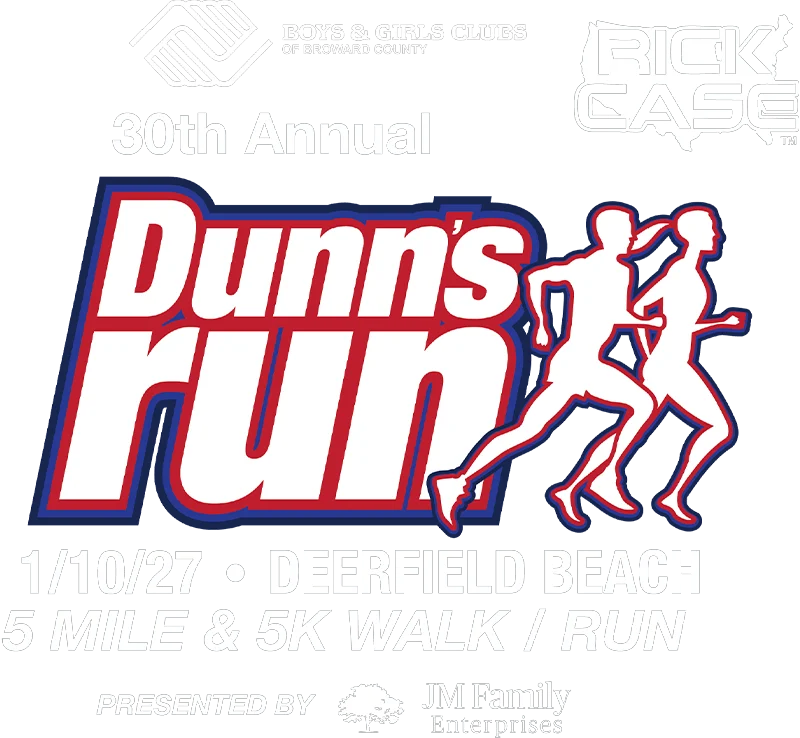 Dunn's Run 30th Annual Logo, Presented by JM Family Enterprises and Sponsored by Rick Case Auto Group